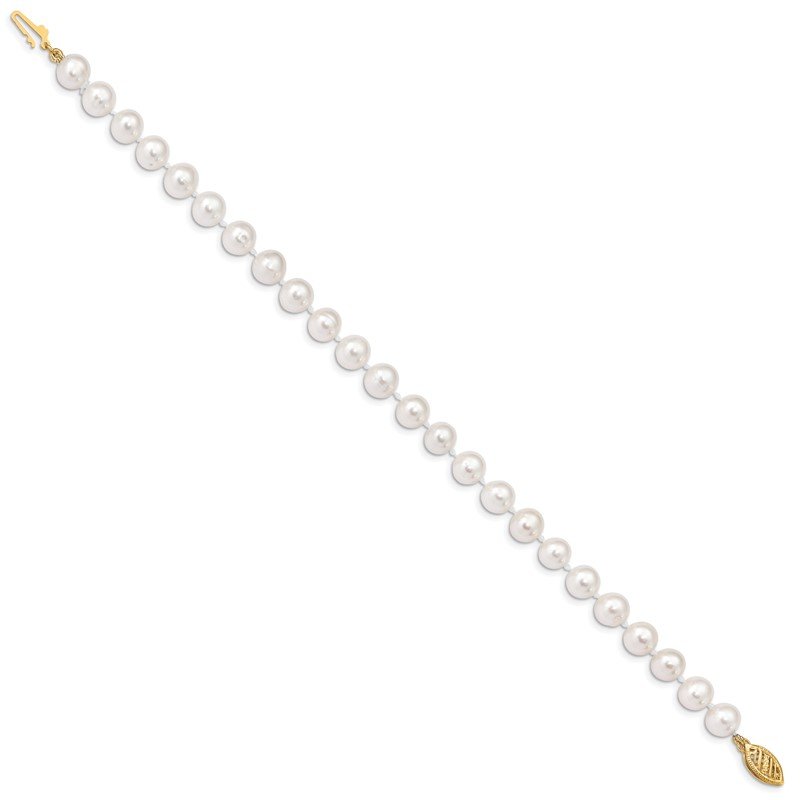 14k 6-7mm White Near-Round Freshwater Cultured Pearl 16 inch Necklace
