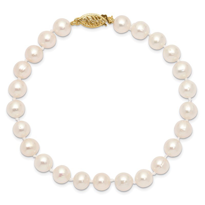 14k 6-7mm White Near-Round Freshwater Cultured Pearl 16 inch Necklace