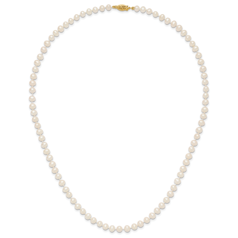 14k 5-6mm White Near-Round Freshwater Cultured Pearl 16 inch Necklace