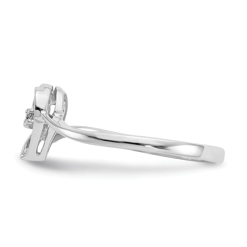 14k White Gold A Diamond heart ring