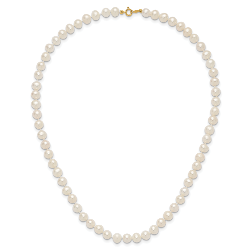 14k 6-7mm White Semi-Round Freshwater Cultured Pearl 12 inch Necklace