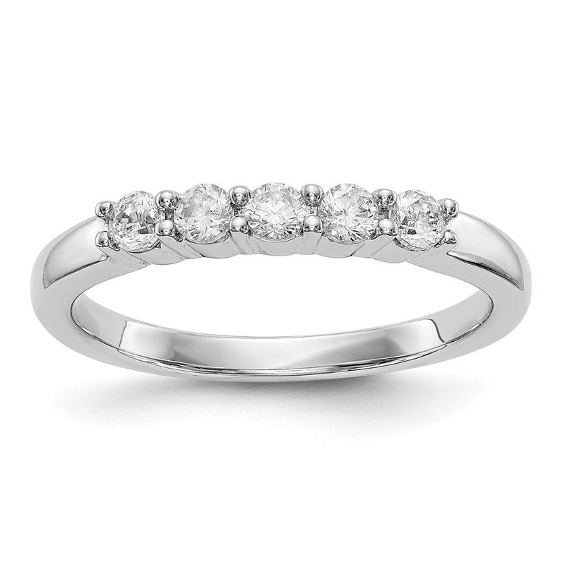 14K White Gold 1/3 carat Lab Grown Diamond VS+ F+ Complete Round Five Stone Ring
