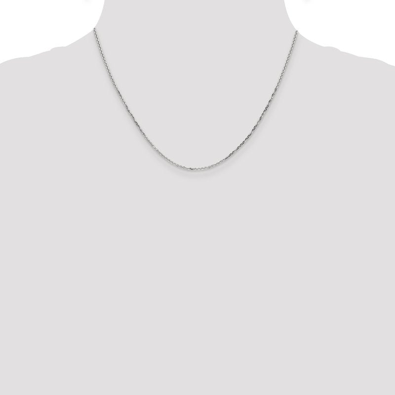 14K White Gold 26 inch 1.4mm Diamond-cut Round Open Link Cable with Lobster Clasp Chain