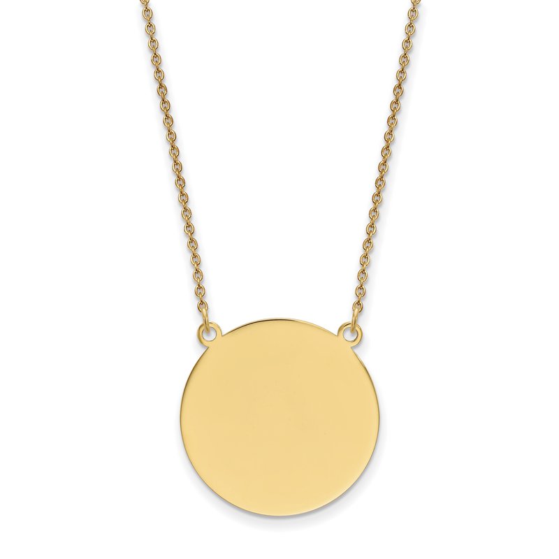 14k Plain .027 Gauge Round Engravable 22x22mm Disc 18 inch Necklace