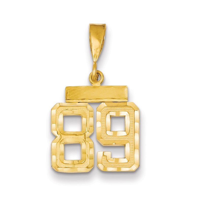 14k Small Brushed Diamond-cut Number 89 Charm