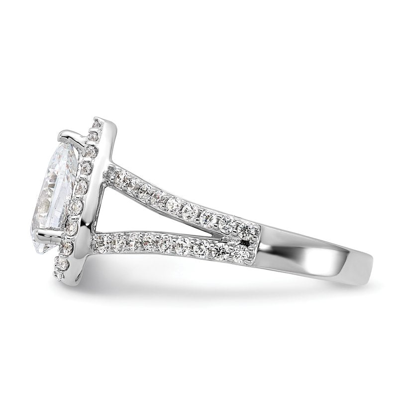 14K White Gold 5/8 carat Lab Grown Diamond VS/SI  D E F  Semi Mount Pear Halo Engagement Ring