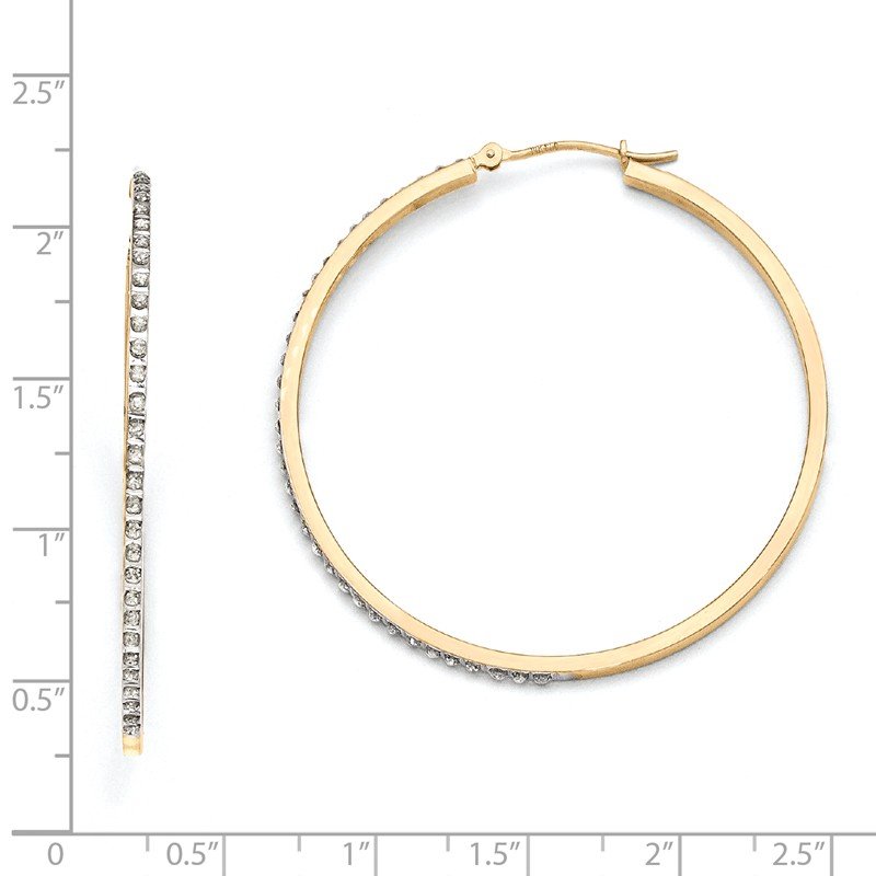 14k Diamond Fascination Large Round Hinged Hoop Earrings