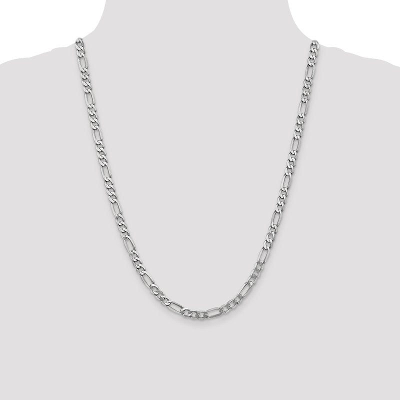 14K White Gold 26 inch 5.5mm Flat Figaro with Lobster Clasp Chain