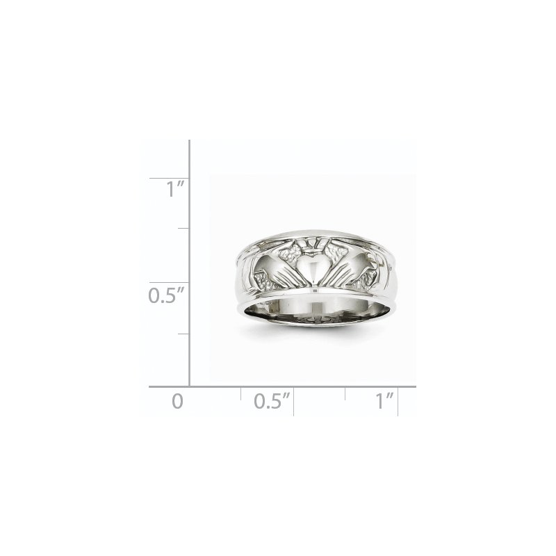 14k White Gold Ladies Polished Claddagh Band