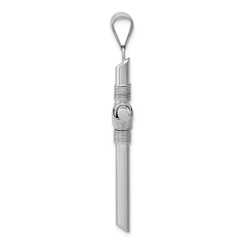 14K White Gold with Center Wrap Tube Cross Pendant