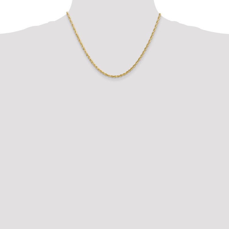 14K 26 Inch 3mm Diamond-cut Quadruple Rope Lobster Clasp Chain