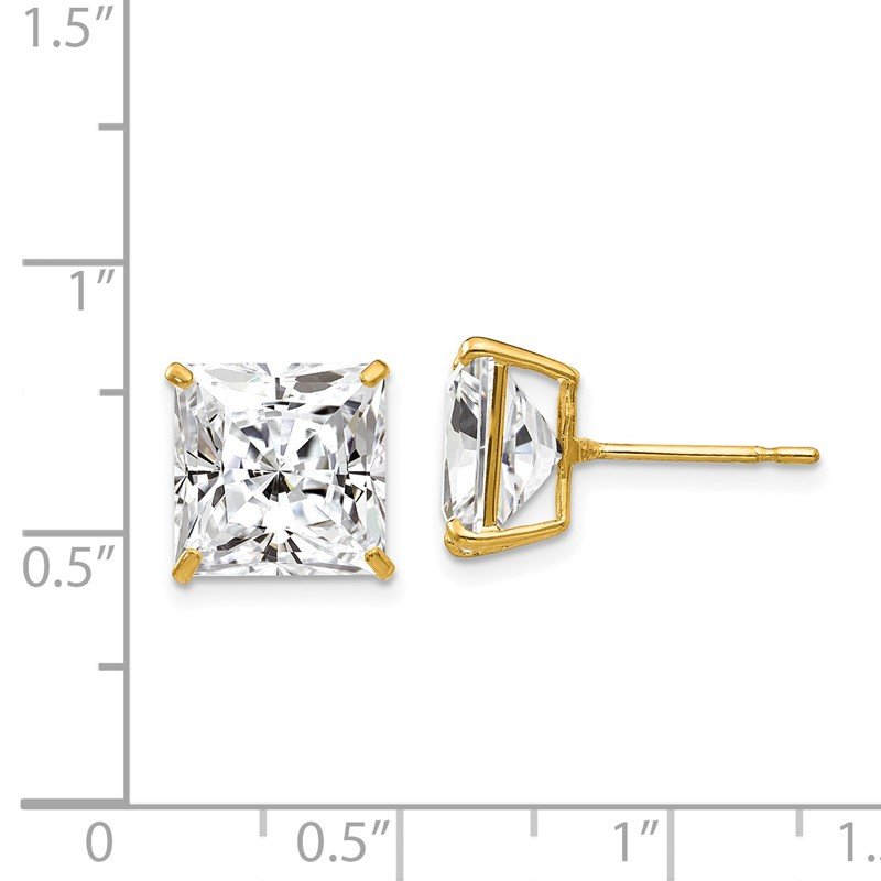 14k 10mm Square CZ Post Earrings