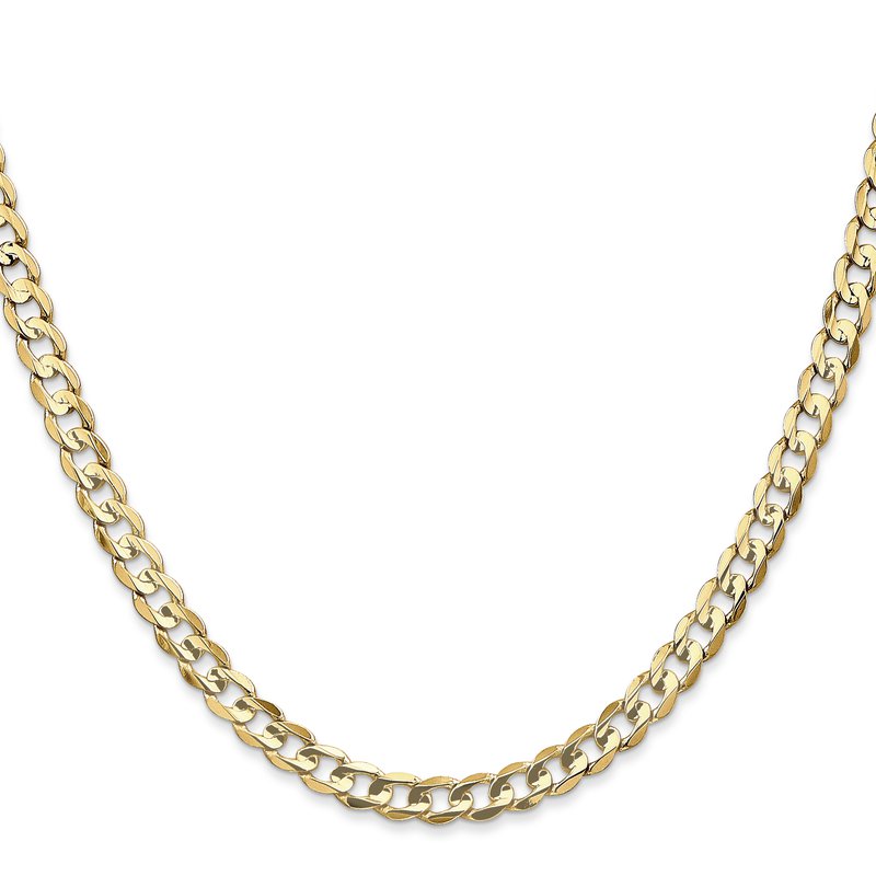 14K 26 inch 4.5mm Open Concave Curb with Lobster Clasp Chain