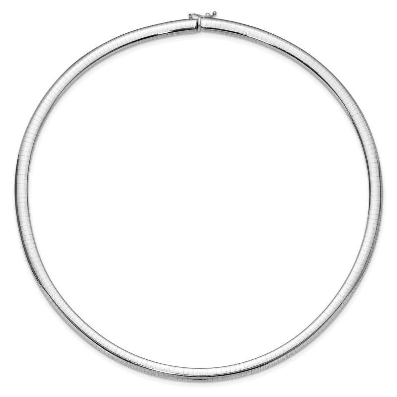 14k White Gold Polished 6mm Standard Weight 16 inch Domed Omega Necklace