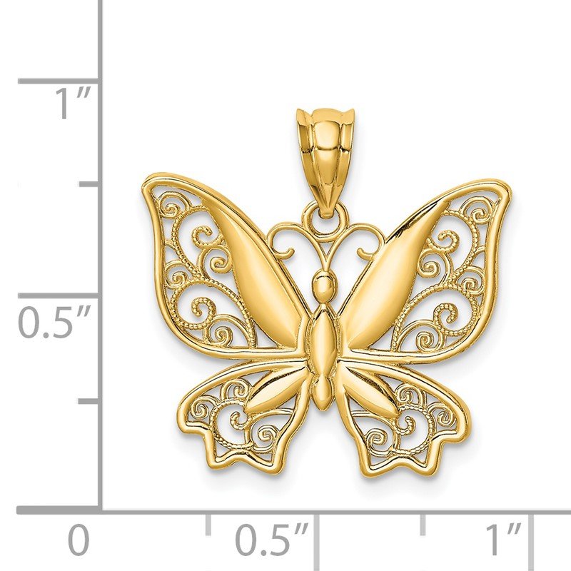 14K Polished Butterfly Pendant