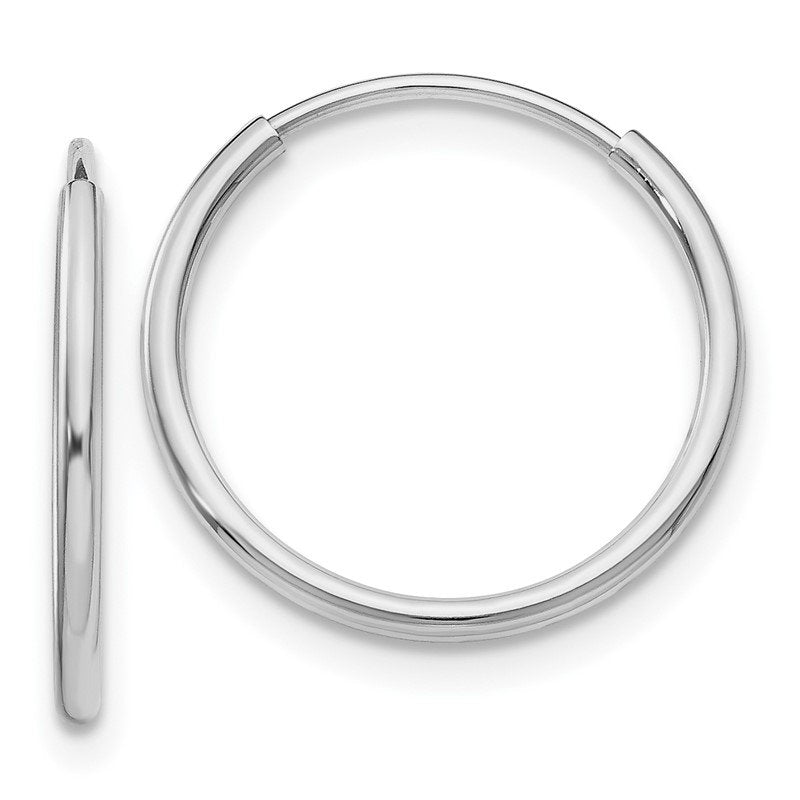 14k White Gold 1.2x16mm Polished Endless Tube Hoop Earrings