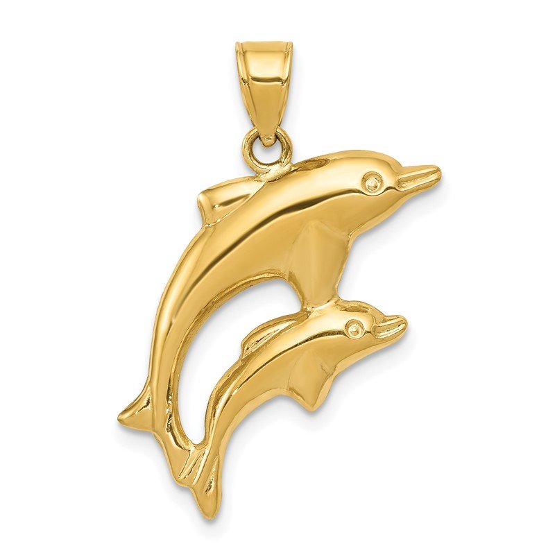 14k Dolphin Pair Pendant