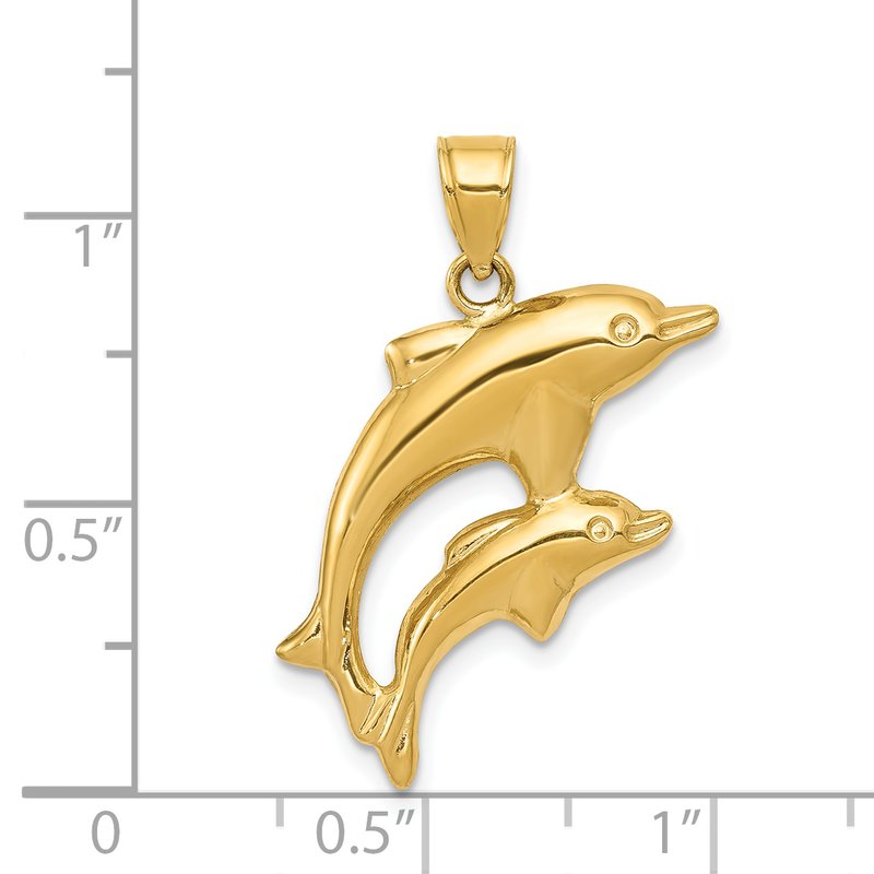 14k Dolphin Pair Pendant