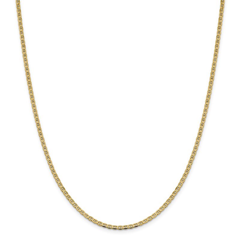 14K 10 inch 2.4mm Concave Anchor with Lobster Clasp Chain