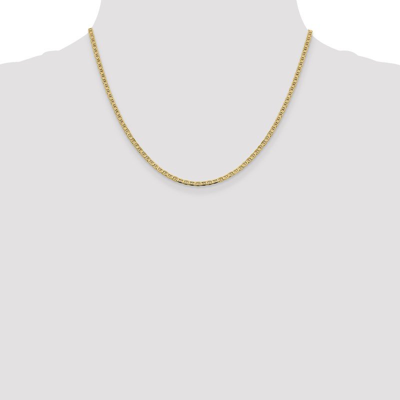 14K 10 inch 2.4mm Concave Anchor with Lobster Clasp Chain