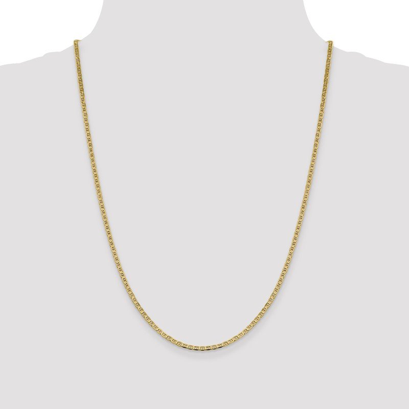 14K 10 inch 2.4mm Concave Anchor with Lobster Clasp Chain