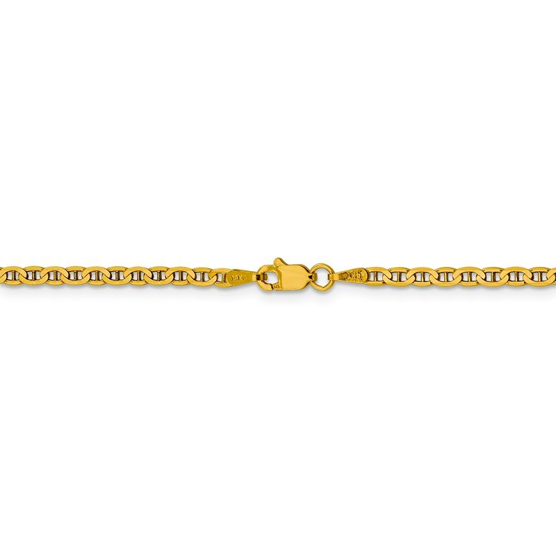 14K 10 inch 2.4mm Concave Anchor with Lobster Clasp Chain