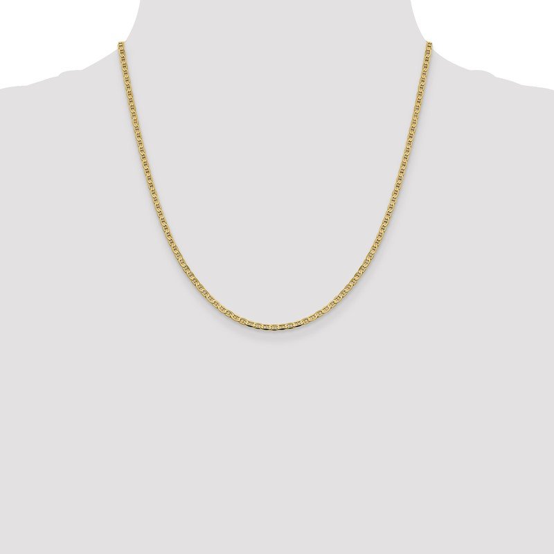 14K 10 inch 2.4mm Concave Anchor with Lobster Clasp Chain