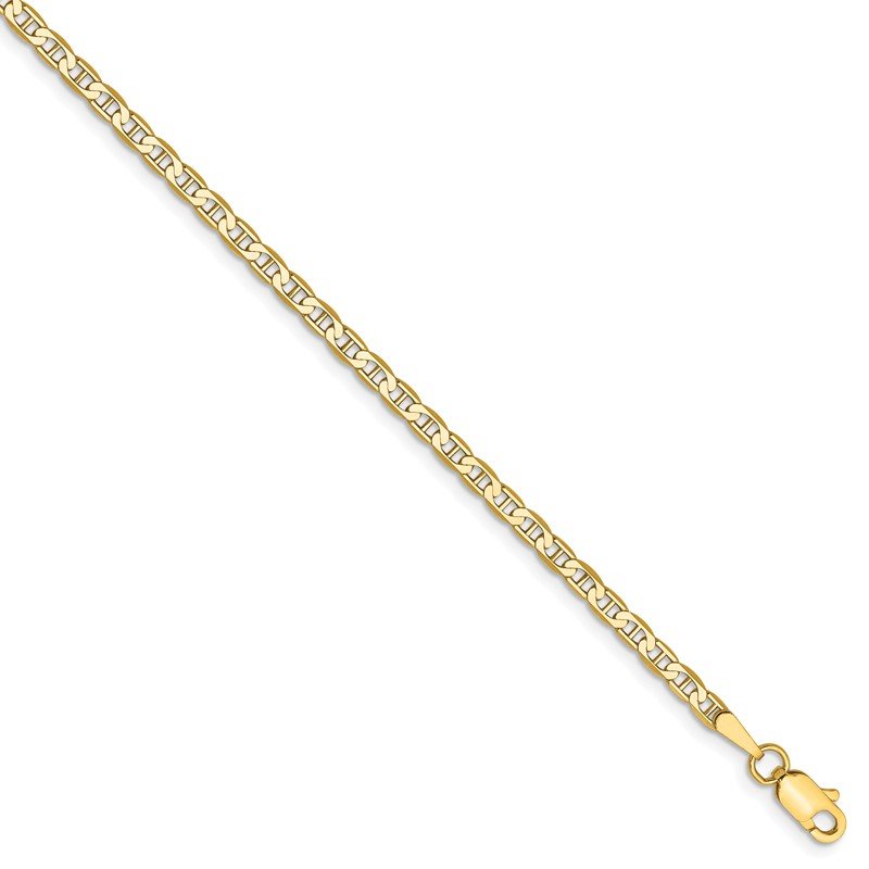 14K 10 inch 2.4mm Concave Anchor with Lobster Clasp Chain
