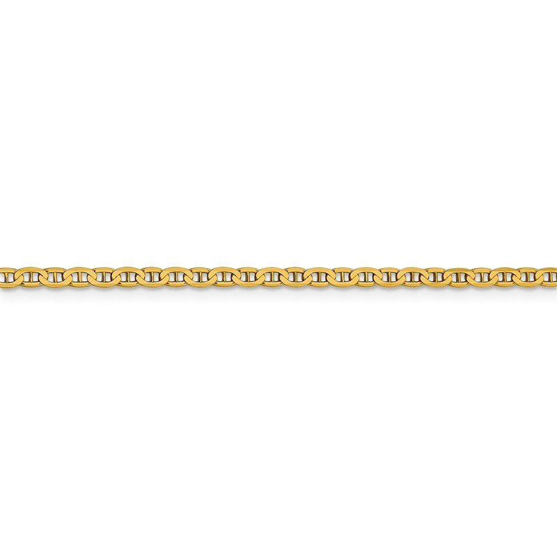 14K 10 inch 2.4mm Concave Anchor with Lobster Clasp Chain