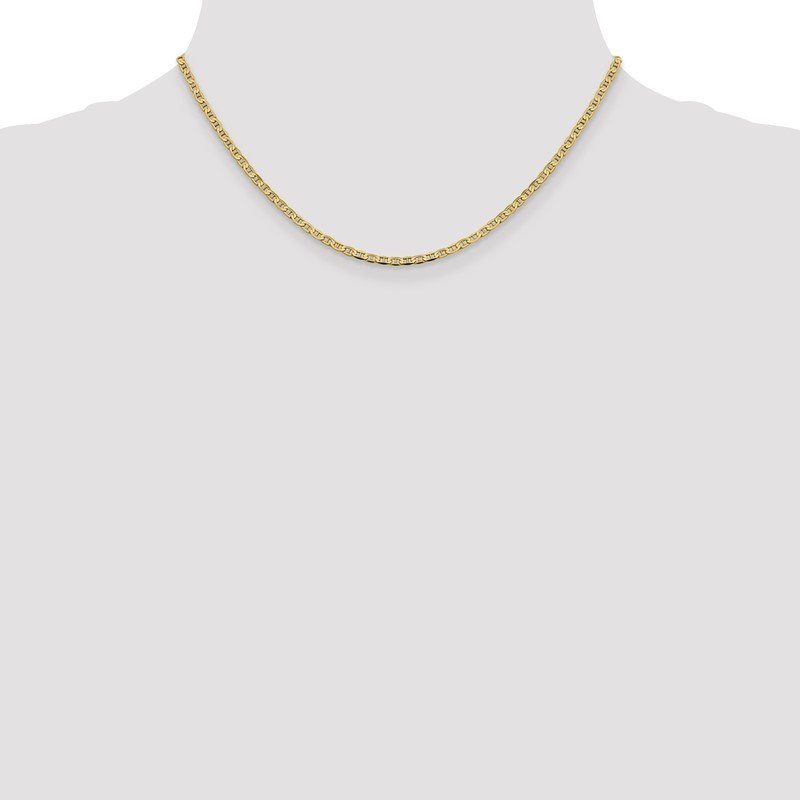 14K 10 inch 2.4mm Concave Anchor with Lobster Clasp Chain