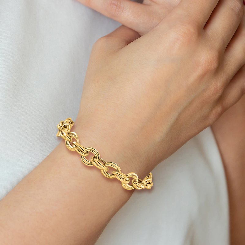 14K Polished 11mm Fancy Double Link Cable 8 inch Bracelet