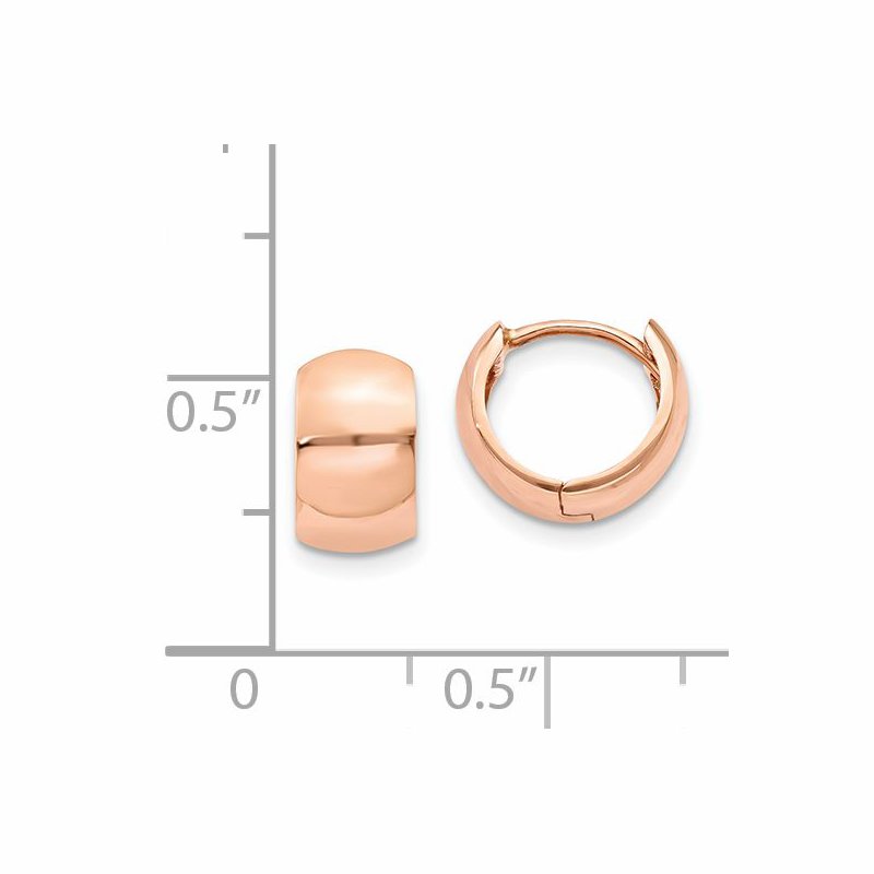 14k Rose Gold Round Hinged Hoop Earrings