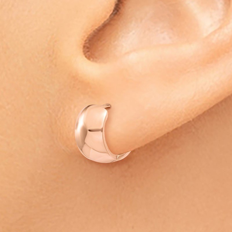 14k Rose Gold Round Hinged Hoop Earrings