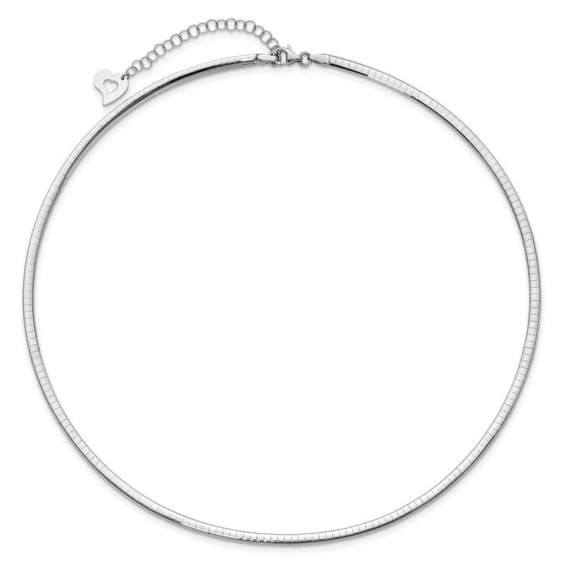 14k Two-tone 3mm Lightweight Reversible 16 inch Omega Necklace Plus 2 inch Heart Chain Extender