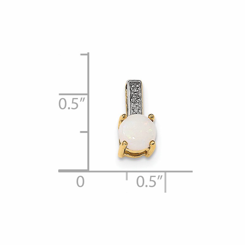 14k Round Opal and Diamond Slide Fits up to 4mm Fancy Omega Only