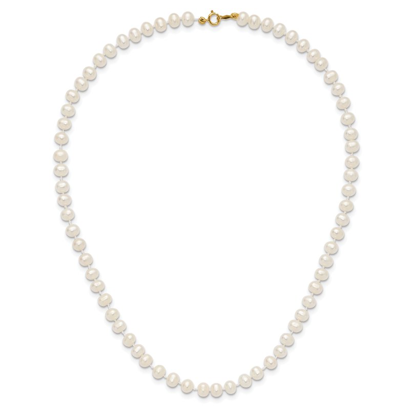 14k 5-6mm White Semi-Round Freshwater Cultured Pearl 12 inch Necklace