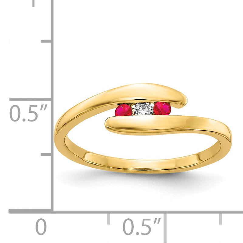 14k Emerald and Diamond 3-stone Ring