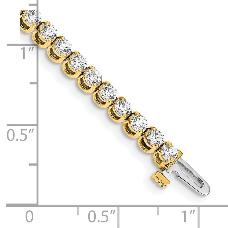 14k Complete 4.18 carat Round AA Diamond 2-prong 7 inch Tennis Bracelet
