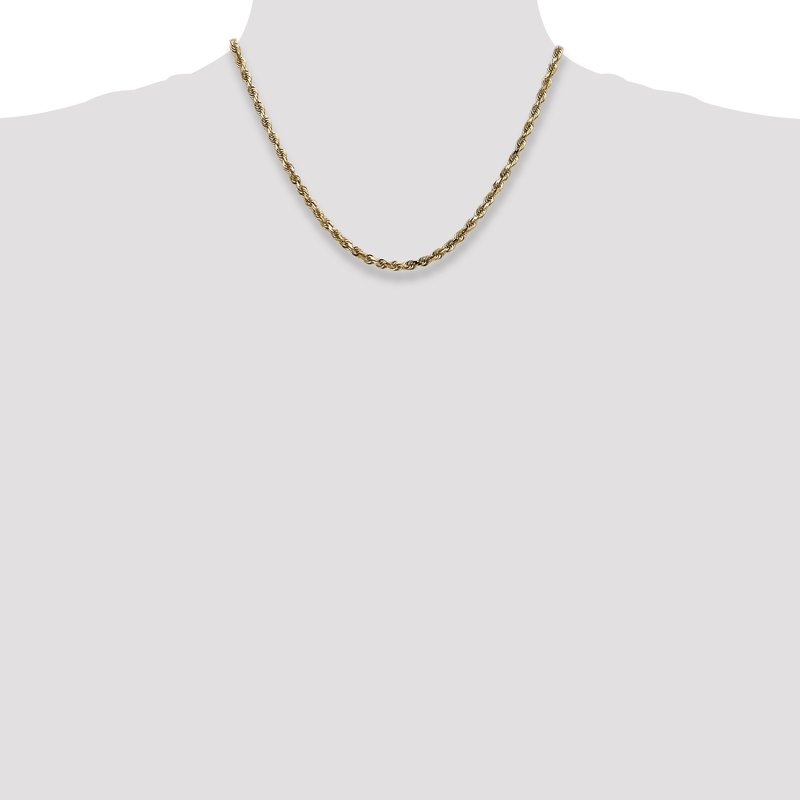 14K 26 Inch 4mm Diamond-cut Quadruple Rope Lobster Clasp Chain