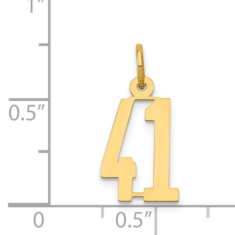 14k Small Elongated Number 41 Charm