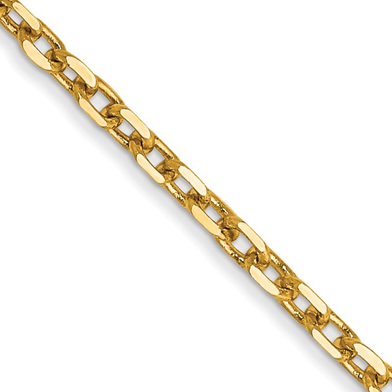 14K 26 inch 1.8mm Diamond-cut Round Open Link Cable with Lobster Clasp Chain