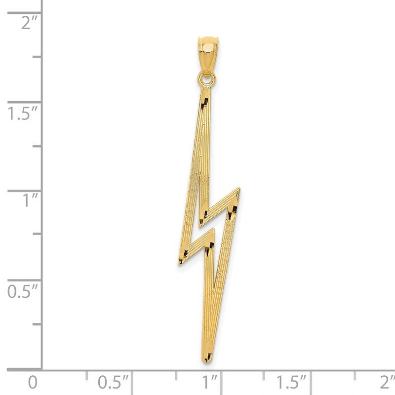 14k Polished Diamond-cut Lightning Bolt Pendant