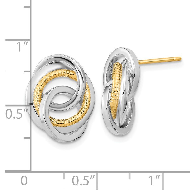 14k Two-Tone Polished &amp; Textured Post Earrings