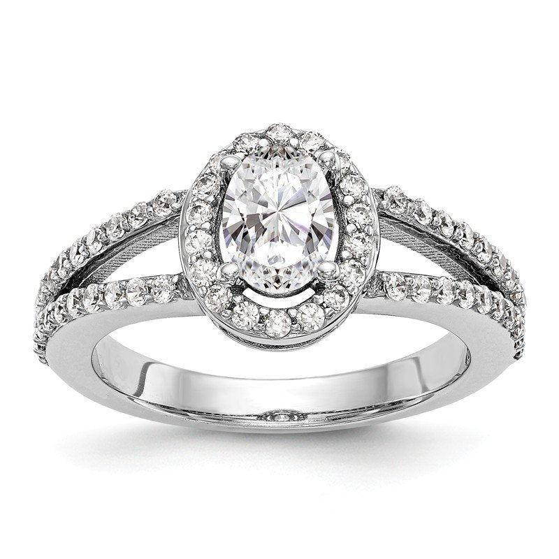 14K White Gold 1/2 carat Lab Grown Diamond VS/SI  D E F  Semi Mount Oval Halo Engagement Ring