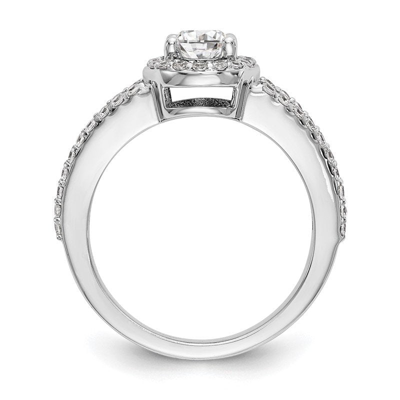 14K White Gold 1/2 carat Lab Grown Diamond VS/SI  D E F  Semi Mount Oval Halo Engagement Ring