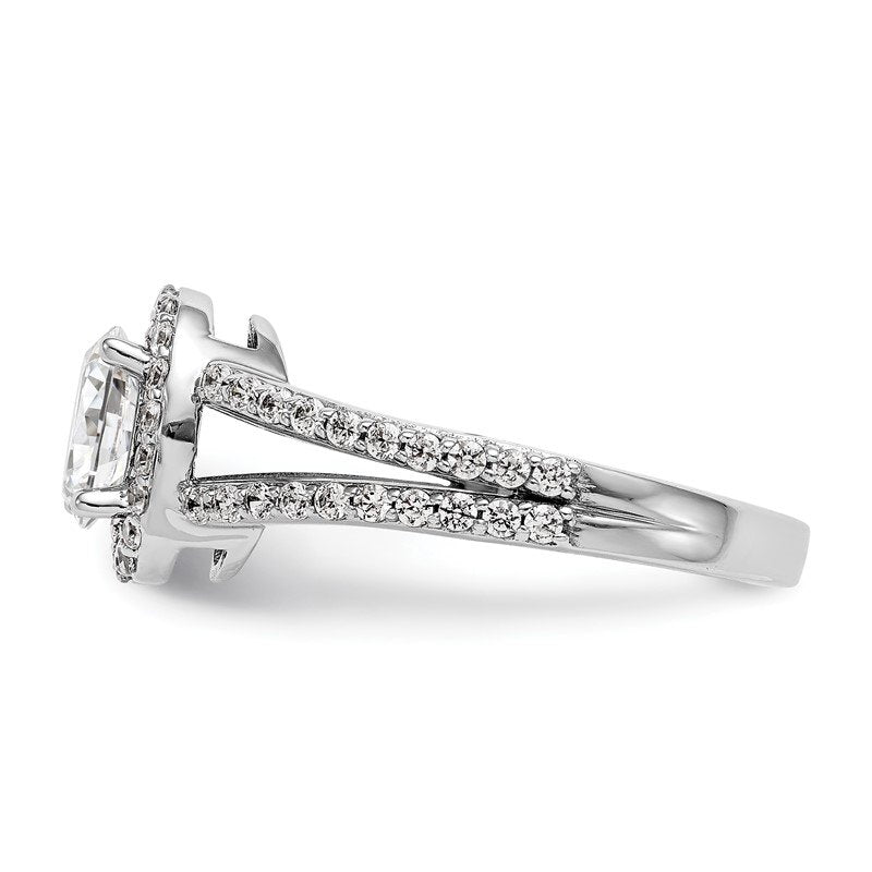 14K White Gold 1/2 carat Lab Grown Diamond VS/SI  D E F  Semi Mount Oval Halo Engagement Ring