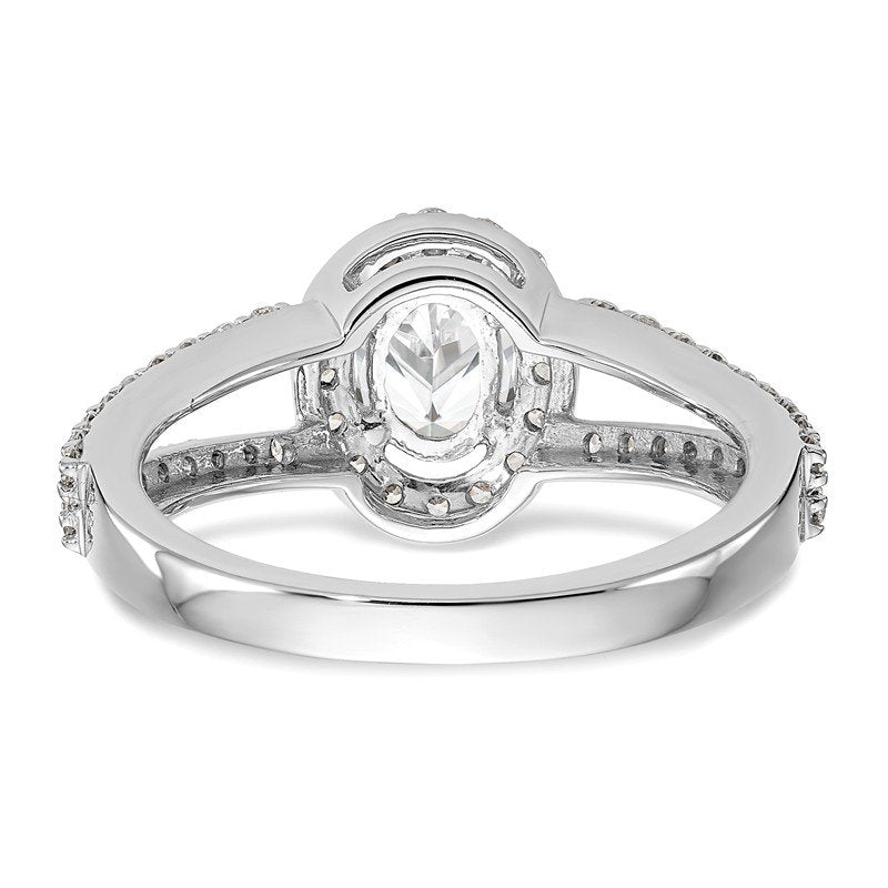 14K White Gold 1/2 carat Lab Grown Diamond VS/SI  D E F  Semi Mount Oval Halo Engagement Ring