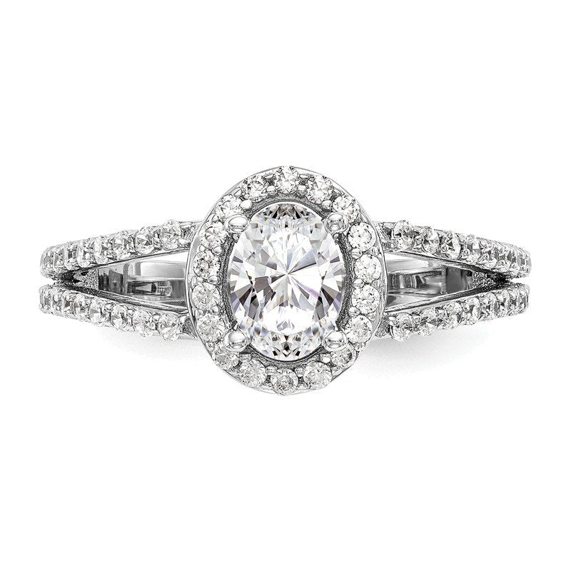 14K White Gold 1/2 carat Lab Grown Diamond VS/SI  D E F  Semi Mount Oval Halo Engagement Ring