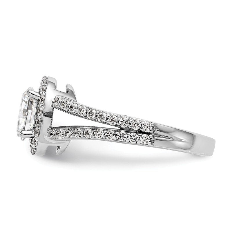 14K White Gold 1/2 carat Lab Grown Diamond VS/SI  D E F  Semi Mount Oval Halo Engagement Ring