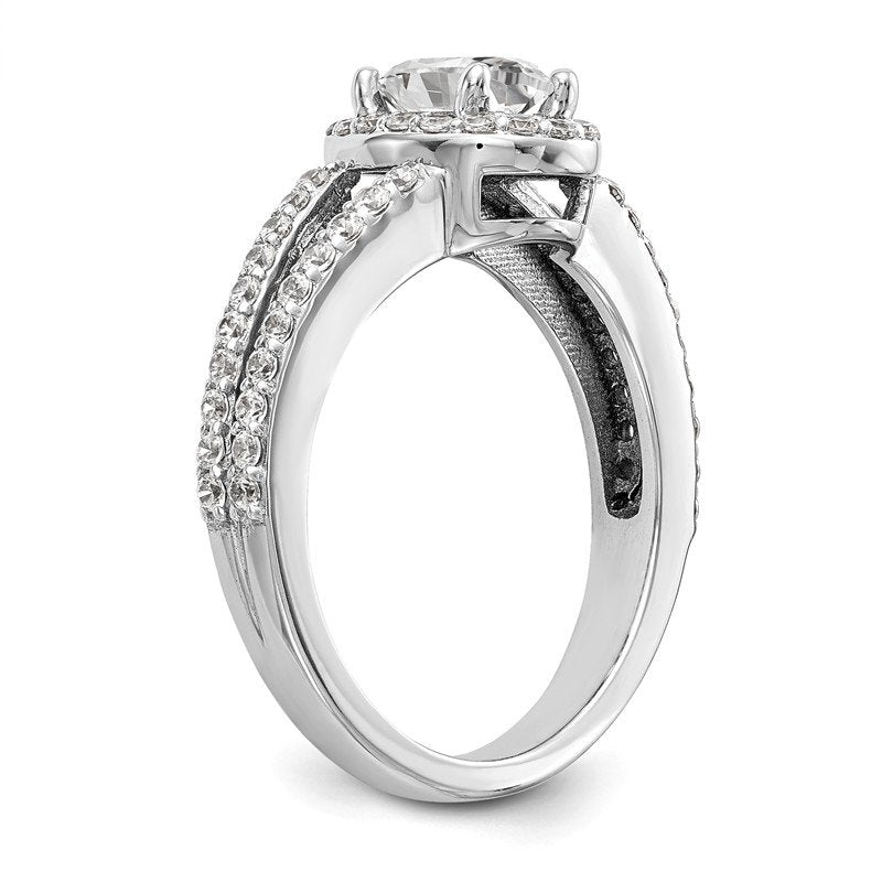 14K White Gold 1/2 carat Lab Grown Diamond VS/SI  D E F  Semi Mount Oval Halo Engagement Ring